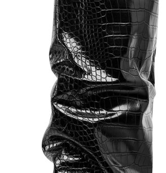 SaraIris Women's Slouchy Knee High Boots - Black, Pointed Toe, Fold Over, Chunky, Shark Boots