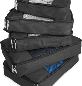 Packing Cube System - Durable 5 Piece Weekender Plus Set (Black)
